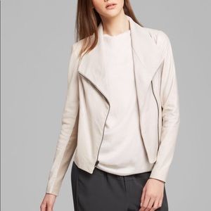 VINCE: leather scuba jacket, gray